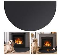 FLASLD Tapis de Sol Ignifuge pour protéger Le Plancher de la terrasse - 81 x 152 cm - Tapis Demi-Rond pour protéger Les sols des étincelles, des braises, Noir