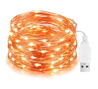 Flaspar Chaîne de lumière LED d'Halloween, chaîne lumière orange 10M 100LED | alimentation USB, chaîne lumières d'automne IP65 imperméable pour l'extérieur/l'intérieur, fête de fenêtre toit citrouille
