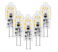 Flaspar G4 LED Lampes, 1.2W G4 LED Bulb Chaud Blanc 2700K Remplacement 10-20W Lampes Halogène, Lampe 120LM, Angle rayonnement 360 °, Non Dimmable Pas clignotant, 12V AC/DC, Pack de 5