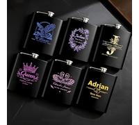 Flasque a Alcool 1 Pièce Fiole Personnalisé 8oz pour Hommes Acier Inoxydable 304 Cadeaux pour Fête des Pères Anniversaire Cadeaux de Mariage Portable Noir