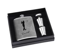 Flasque à Alcool avec Icône "Golf" pour Hommes, 8 oz - Flasque en Acier Inoxydable 304 Gravée (Gris)