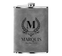 Flasque a Alcool Fiole Personnalisé 1 Pièce Whisky Acier Inoxydable 304 Cadeaux de Mariage Flask Cuir Gravé Gris 8oz