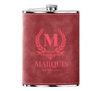 Flasque a Alcool Fiole Personnalisé 1 Pièce Whisky Acier Inoxydable 304 Cadeaux de Mariage Flask Cuir Gravé Rouge 8oz