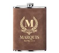 Flasque a Alcool Fiole Personnalisé 1 Pièce Whisky Acier Inoxydable 304 Cadeaux de Mariage Flask Cuir Gravé Marron 8oz