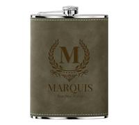 Flasque a Alcool Fiole Personnalisé 1 Pièce Whisky Acier Inoxydable 304 Cadeaux de Mariage Flask Cuir Gravé Vert 8oz