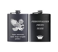 Flasque à Alcool Flasque Whisky en Acier Inoxydable Personnalisée Avec Texte Photo Gravé Cadeau Personnalisé pour Papa Hommes Témoin (Texte gravé)