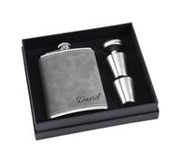 Flasque à Alcool Gravée avec Nom pour Hommes, 8 oz - Ensemble en Acier Inoxydable 304. Cadeau pour Témoins d'Honneur au Mariage (Gris)
