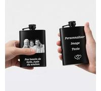 Flasque à Alcool Personnalisée Flacon à Vin en Acier Inoxydable avec Photos et Texte Cadeau pour Homme Père Mari Fête des Pères Noël Témoin de Mariage (Fiole Alcool 1)