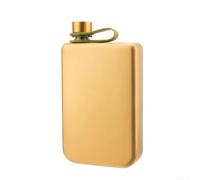 Flasque à finition mate pour un design fin et portable, 255 g (doré) | Finition mate élégante, capacité de 255,1 g, joint étanche, acier inoxydable, pochette de transport discrète