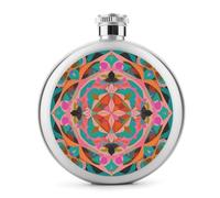 Flasque à motifs bohémiens colorés pour liqueur, bouteille en acier inoxydable, étanche, portable pour extérieur, camping, voyage, cadeaux