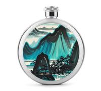 Flasque à motifs paysages pour liqueur, bouteille en acier inoxydable, étanche, portable pour extérieur, camping, voyage, cadeaux de 140 ml