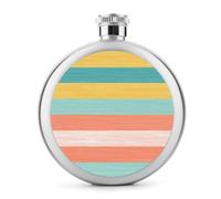 Flasque à rayures horizontales corail turquoise jaune en acier inoxydable pour liqueur, poche ronde, bouteille à vin portable pour boisson, 150 ml