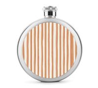 Flasque à rayures verticales orange clair en acier inoxydable pour liqueur, poche ronde, bouteille à vin portable pour boisson, 150 ml