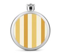 Flasque à rayures verticales vintage en acier inoxydable jaune et crème pour liqueur, bouteille à vin portable pour boisson 140 ml