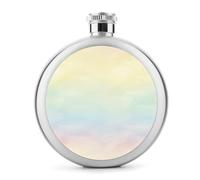 Flasque à vin portable en acier inoxydable avec fond arc-en-ciel bleu et jaune pastel pour liqueur, 140 ml