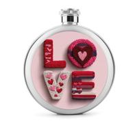 Flasque à vin portable en acier inoxydable avec inscription « Love Letters » - Rouge et rose - Texture tricotée à la main - Pour liqueur - 150 ml