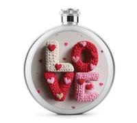 Flasque à vin portable en acier inoxydable avec inscription Love Letters Rouge/rose 150 ml