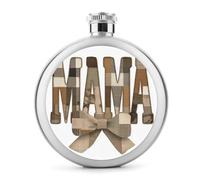 Flasque à vin portable en acier inoxydable avec inscription « Mama and Bow » - Motif patchwork - Pour liqueur - 150 ml