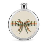 Flasque à vin portable en acier inoxydable avec long ruban vert sauge et orange pour liqueur, poche ronde, 150 ml