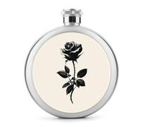 Flasque à vin portable en acier inoxydable avec rose noire et blanche pour liqueur, 150 ml