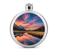Flasque à whisky avec reflet coucher de soleil pour liqueur, 140 ml, en acier inoxydable, étanche, portable, pour extérieur, camping, voyage, cadeaux