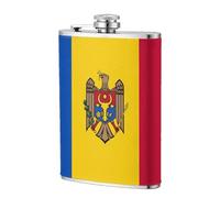 Flasque à whisky en acier inoxydable avec motif drapeau de la Moldavie - 236,8 g - Pour homme - Pour mariage, garçon d'honneur