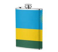 Flasque à whisky en acier inoxydable avec motif drapeau du Rwanda - 236,8 g - Pour homme, mariage, garçon d'honneur