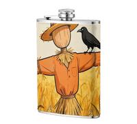 Flasque à whisky en acier inoxydable avec motif épouvantail corbeau de 236,8 g pour homme, mariage, garçon d'honneur