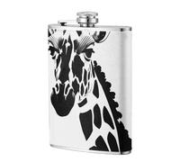 Flasque à whisky en acier inoxydable avec motif girafe noire et blanche, 236,8 g, pour homme, mariage, garçon d'honneur