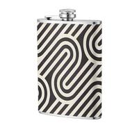 Flasque à whisky en acier inoxydable avec texture incurvée noire de 236,8 g - Flasque à whisky en acier inoxydable pour boissons, ensemble de liqueurs de poche pour homme, mariage, garçon d'honneur