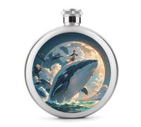 Flasque à whisky en acier inoxydable étanche avec illustration d'une baleine pour liqueur, 150 ml, pour extérieur, camping, voyage, cadeaux