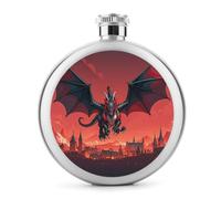 Flasque à whisky en acier inoxydable étanche et portable avec motif dragon rouge et noir, 150 ml, pour extérieur, camping, voyage, cadeaux