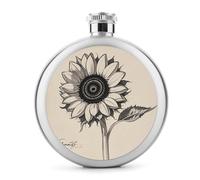 Flasque à whisky en acier inoxydable étanche et portable avec motif tournesols noirs et blancs, 140 ml, pour extérieur, camping, voyage, cadeaux