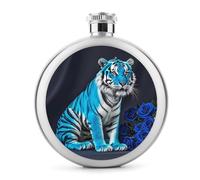 Flasque à whisky en acier inoxydable étanche et portable pour liqueur, 140 ml, motif tigre bleu, rose, pour extérieur, camping, voyage, cadeaux