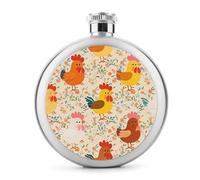 Flasque à whisky en acier inoxydable étanche pour alcool, camping, voyage, cadeaux - Motif coq et poussin - 140 ml