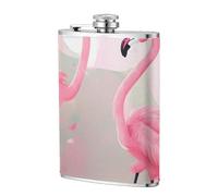 Flasque à whisky en cuir de 236,8 g - Motif flamant rose d'amour - Flasque à whisky en acier inoxydable pour boissons, liqueur de poche pour homme, mariage, garçon d'honneur