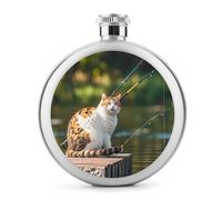 Flasque à whisky en forme de chat de pêche pour liqueur, bouteille en acier inoxydable, étanche, portable pour extérieur, camping, voyage, cadeaux de 140 ml