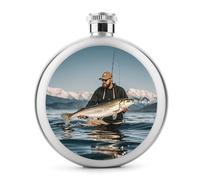 Flasque à whisky en forme de vague de pêche au bar pour liqueur, bouteille en acier inoxydable, étanche, portable pour extérieur, camping, voyage, cadeaux de 140 ml