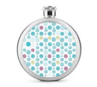 Flasque à whisky étanche en acier inoxydable avec motif à pois bleus - 140 ml - Pour extérieur, camping, voyage, cadeaux