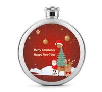 Flasque à whisky « Merry Christmas and Happy New Year » en acier inoxydable étanche pour extérieur, camping, voyage, cadeau de 140 ml