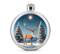 Flasque à whisky portable en acier inoxydable étanche pour alcool, camping, voyage, cadeaux de Noël avec motif cerf et arbre de neige, 140 ml