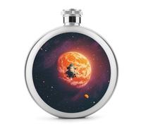 Flasque à whisky portable étanche en acier inoxydable pour liqueur, camping, voyage, cadeau - Motif coucher de soleil dans l'espace extra-atmosphérique - 150 ml