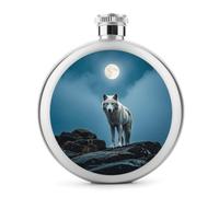Flasque à whisky The White Wolf on The Rock pour liqueur, bouteille en acier inoxydable, étanche, portable, pour extérieur, camping, voyage, cadeaux de 140 ml