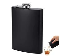 Flasque Acier Inoxydable Noir, 8Oz/240 ml Noir Hip Flask Flasque à Whisky, Flasque a Alcool, Petite Flasque Portable en Acier Inoxydable pour Whisky Vodka Gin pour Voyage, Pêche, Camping et Escalade