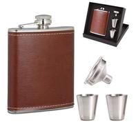 Flasque Alcool avec 2 Tasses et 1 Entonnoir, 8oz Flasque de Whisky en 304 Acier Inoxydable,Pour Voyage,Pêche,Camping Et Escalade