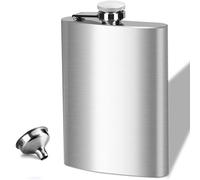 Flasque Alcool avec Entonnoir,8 oz Flasque Alcool Flasque de Poche Portable Flasque de 304 Acier Inoxydable pour Randonnée Escalade Voyage(Argent)