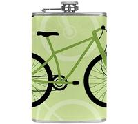 Flasque avec entonnoir Flacons personnalisés,vélo fond vert,Petit flacon portatif en acier inoxydable pour l'alcool