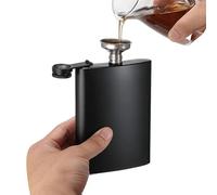 Flasque - Bouteille en acier mat, récipient de poche pour whisky, porte-gobelet étanche | Design de avec finition satinée noire, structure étanche à l'eau avec capuche