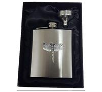 Flasque C3 en forme de libellule en étain anglais sur 177 ml en acier inoxydable avec capuchon