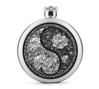 Flasque circulaire en acier inoxydable avec fleurs en verre teinté pour liqueur, bouteille de vin portable pour boisson 140 ml